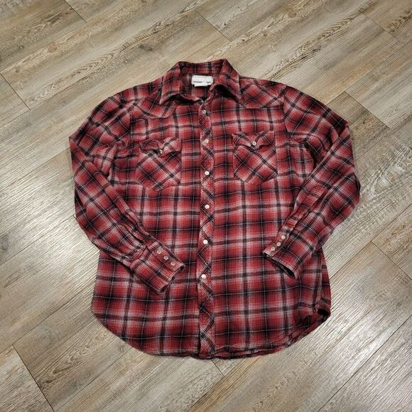 Wrangler Wrancher Shirts Pearl Snap Flannel Button Up Shirt Women's Size Medium - Picture 1 of 6